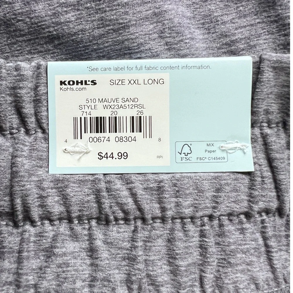 FLX Wander Jogger Womens XXL Long Mauve Sand Purple Gray Mid Rise Slim‎ Fit New